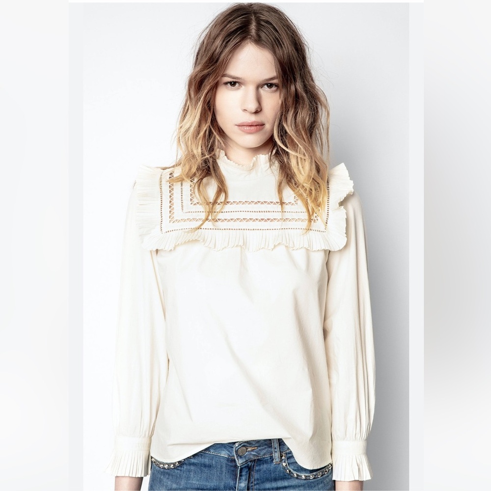 Zadig & Voltaire Trace Popeline Tunic Top Medium‎